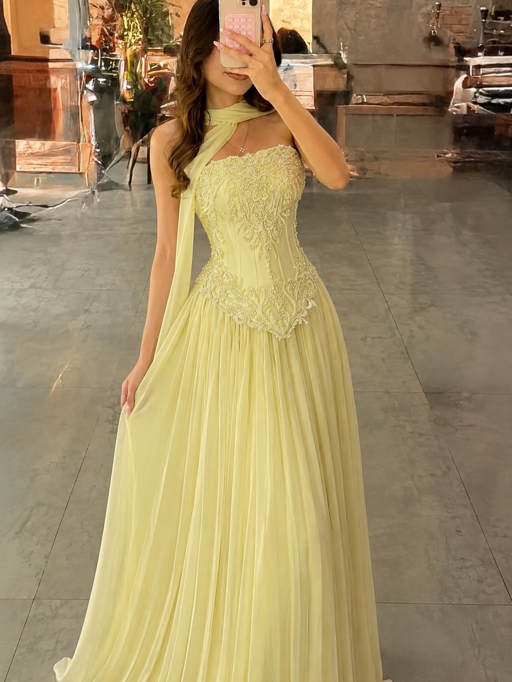 Szyta na miarę seksowna żółta  – Embroidery Yellow Dress recenzja i cena